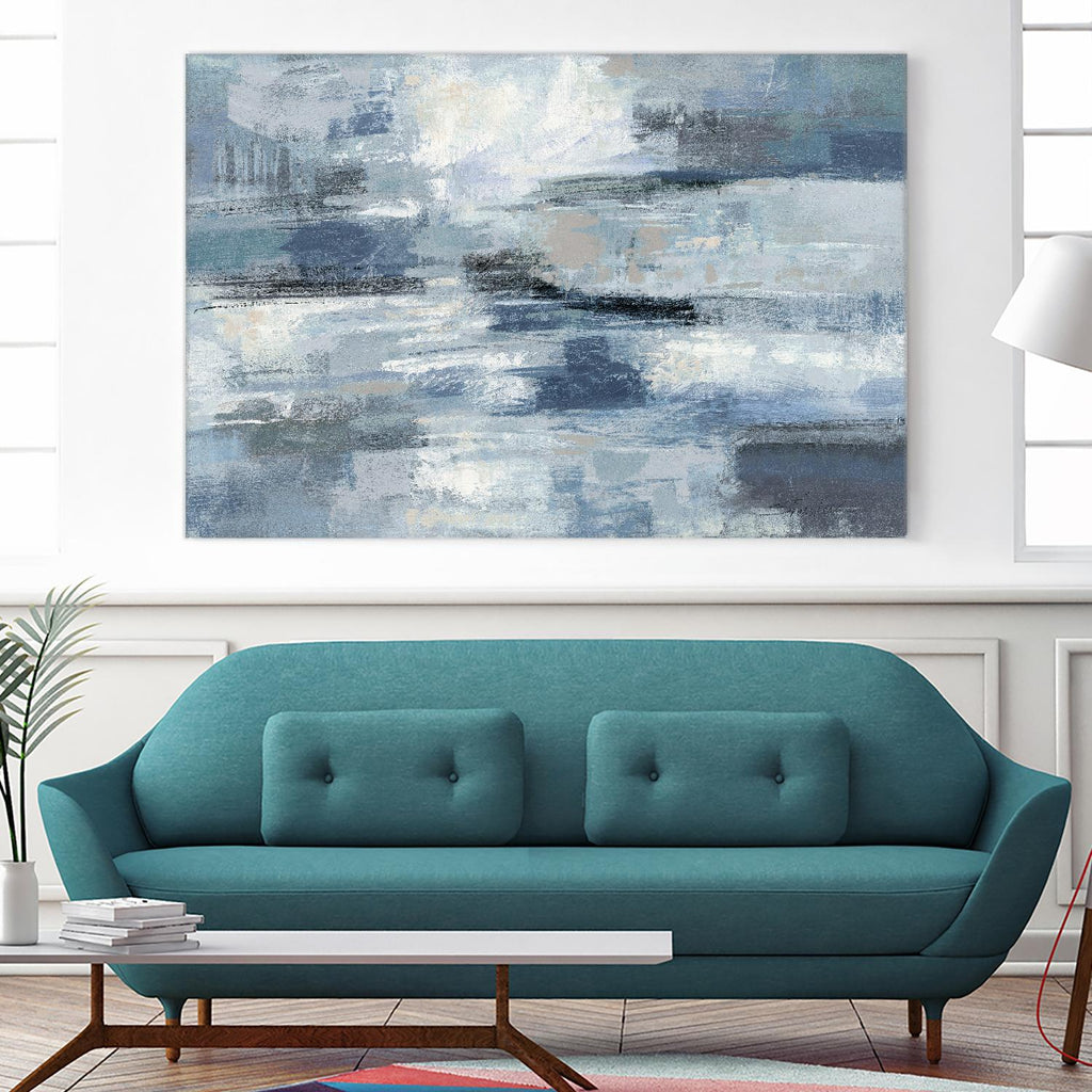Clear Water Indigo and Gray by Silvia Vassileva on GIANT ART - white abstract
