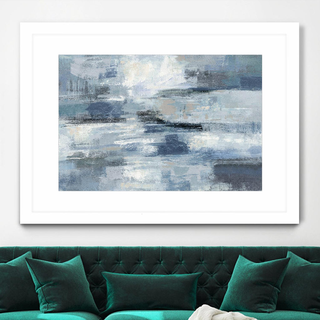 Clear Water Indigo and Gray by Silvia Vassileva on GIANT ART - white abstract
