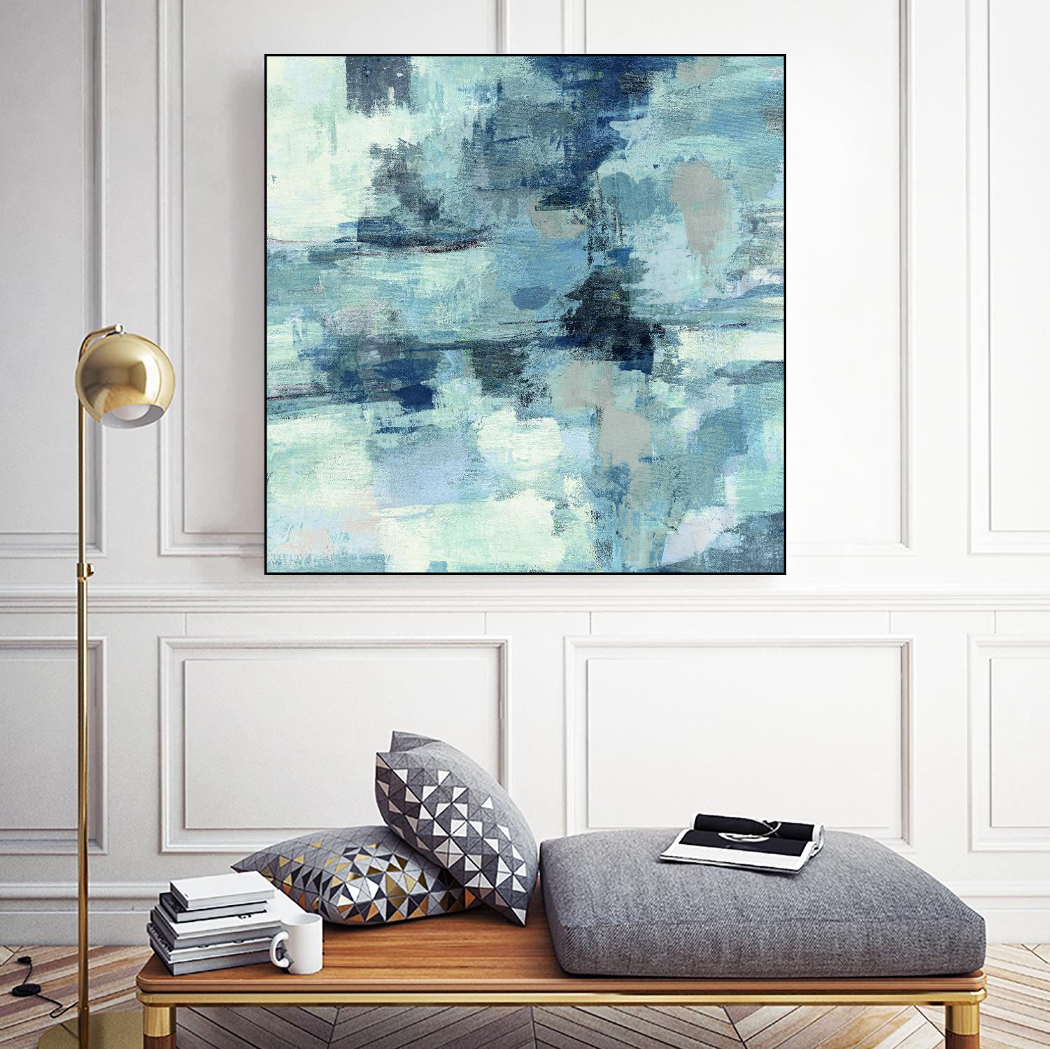 In the Clouds Indigo and Gray Crop by Silvia Vassileva on GIANT ART - white abstract