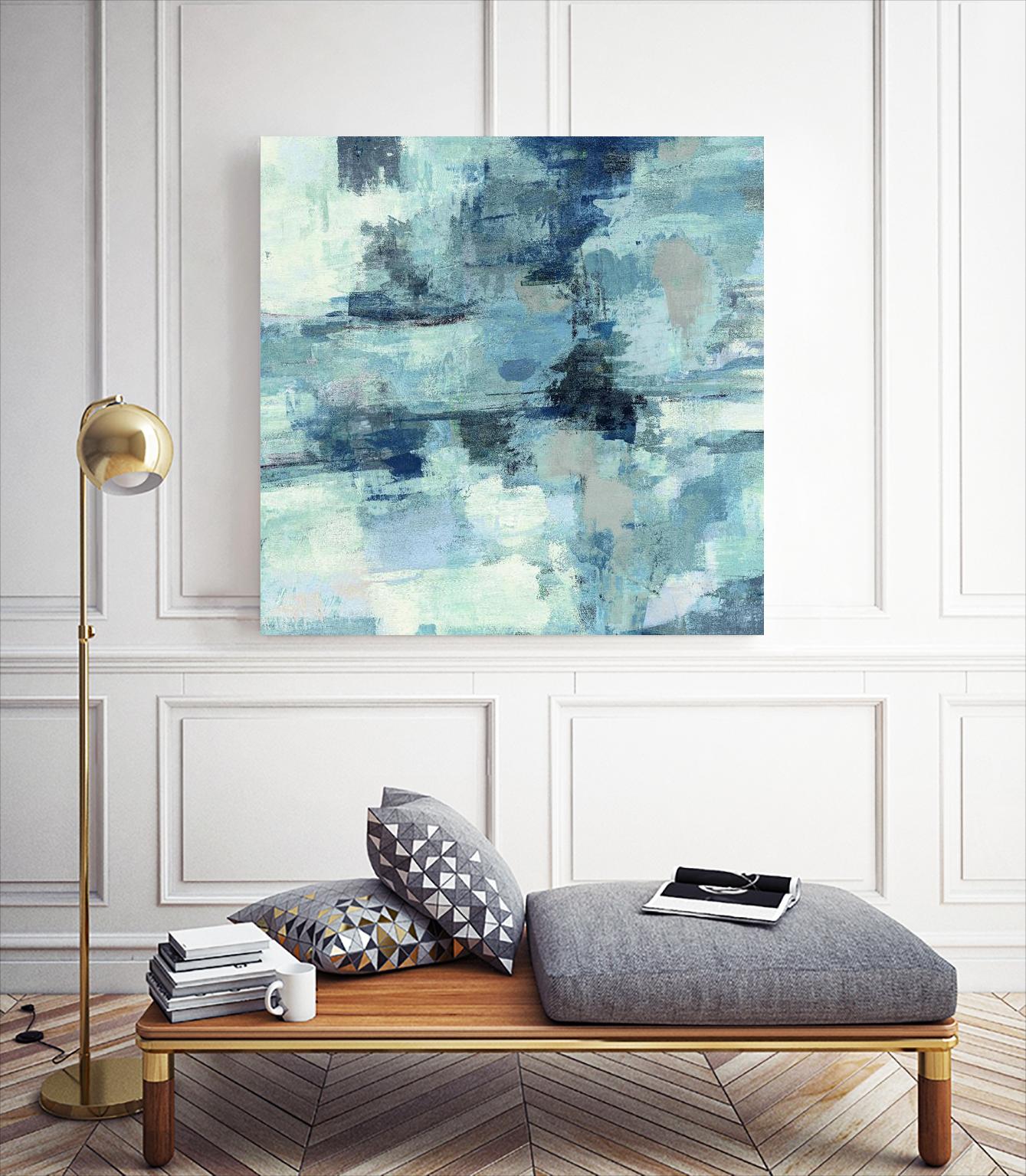 In the Clouds Indigo and Gray Crop by Silvia Vassileva on GIANT ART - white abstract