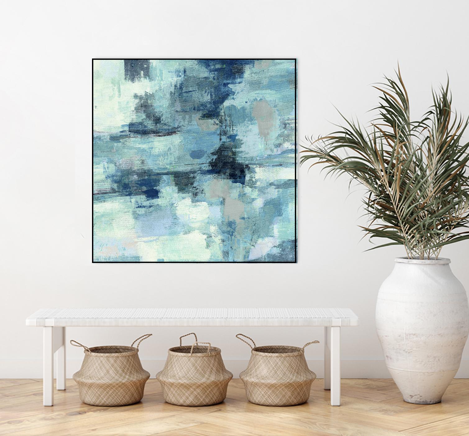 In the Clouds Indigo and Gray Crop by Silvia Vassileva on GIANT ART - white abstract