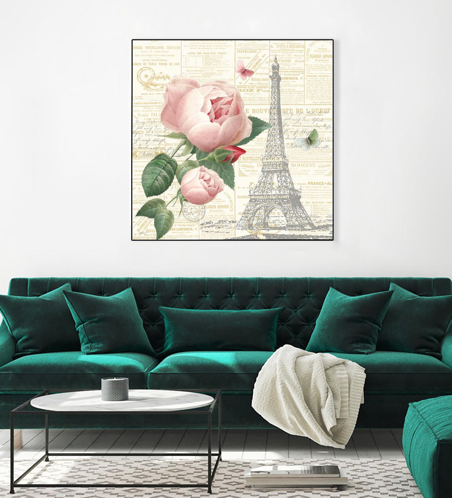 Roses in Paris IV by Katie Pertiet on GIANT ART - beige floral