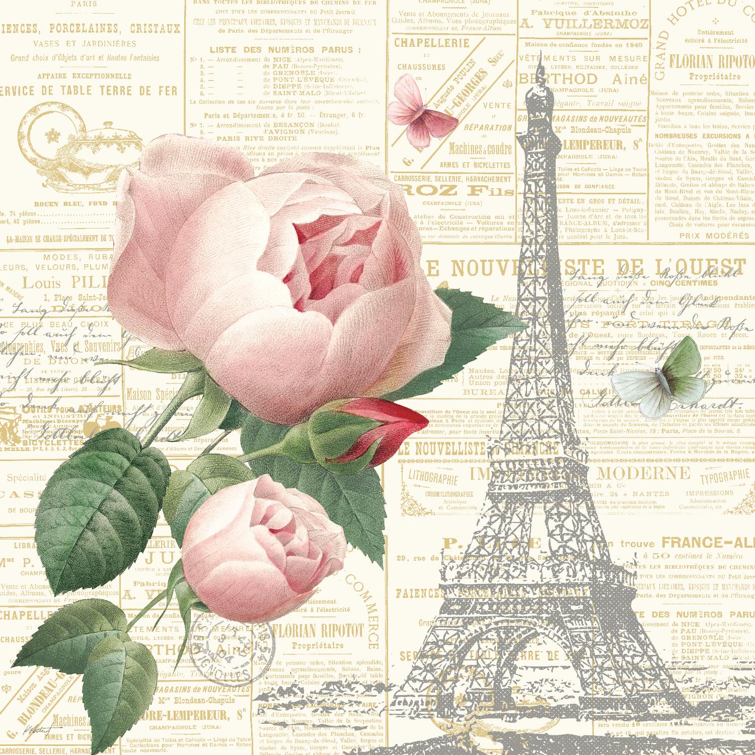 Roses à Paris IV par Katie Pertiet sur GIANT ART - floral beige