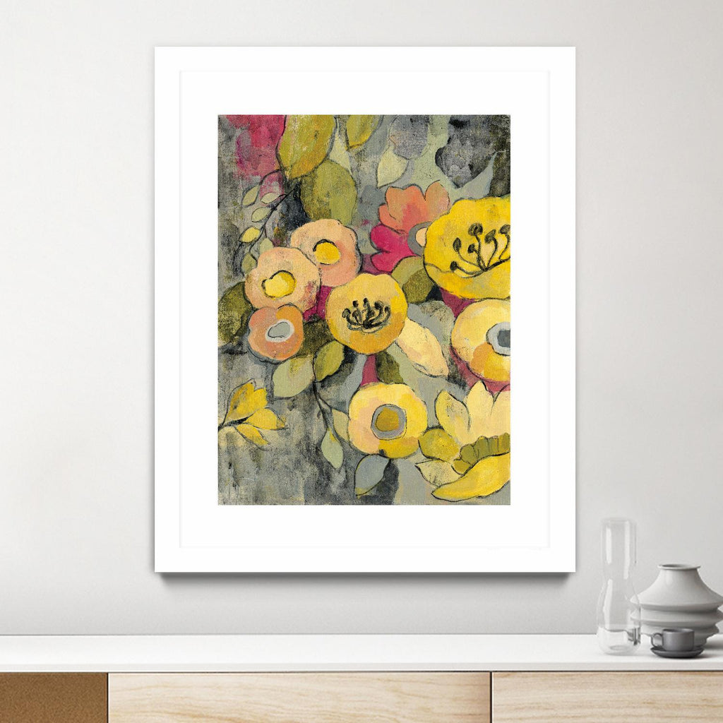 Yellow Floral Duo II by Silvia Vassileva on GIANT ART - grey floral