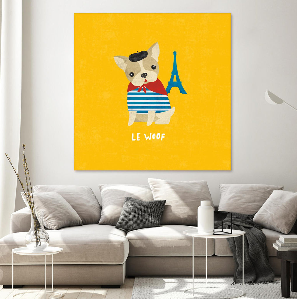 Good Dogs French Bulldog Bright by Moira Hershey on GIANT ART - blue animals