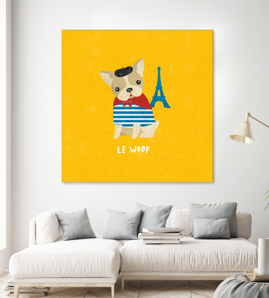 Good Dogs French Bulldog Bright de Moira Hershey sur GIANT ART - animaux bleus