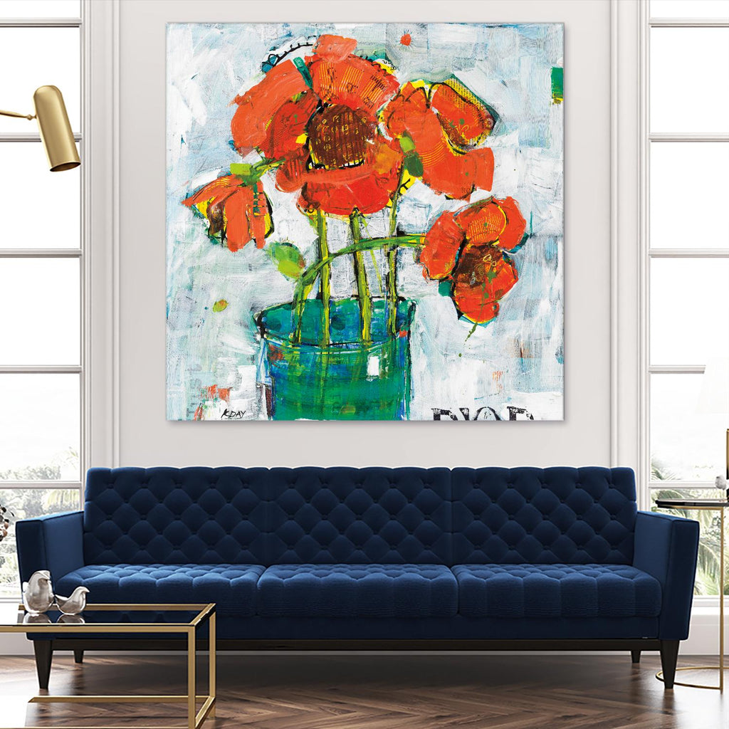 POP Original by Kellie Day on GIANT ART - turquoise floral