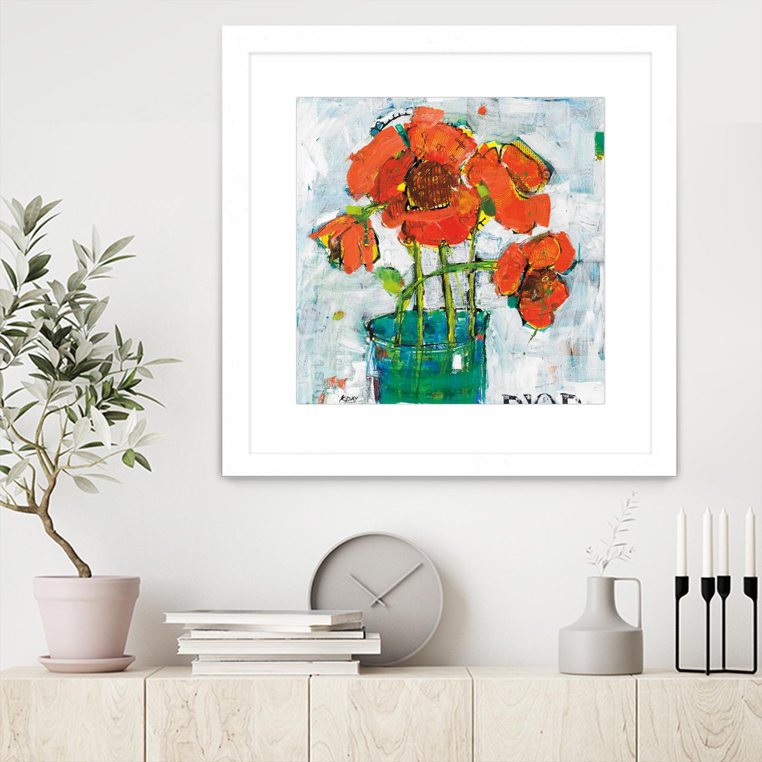 POP Original by Kellie Day on GIANT ART - turquoise floral