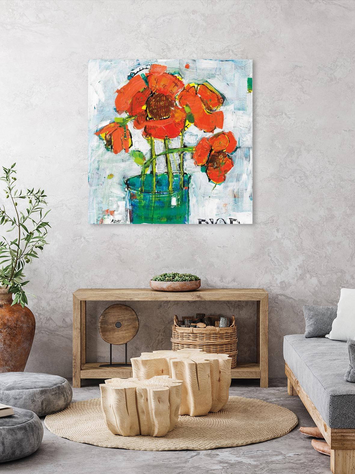 POP Original by Kellie Day on GIANT ART - turquoise floral