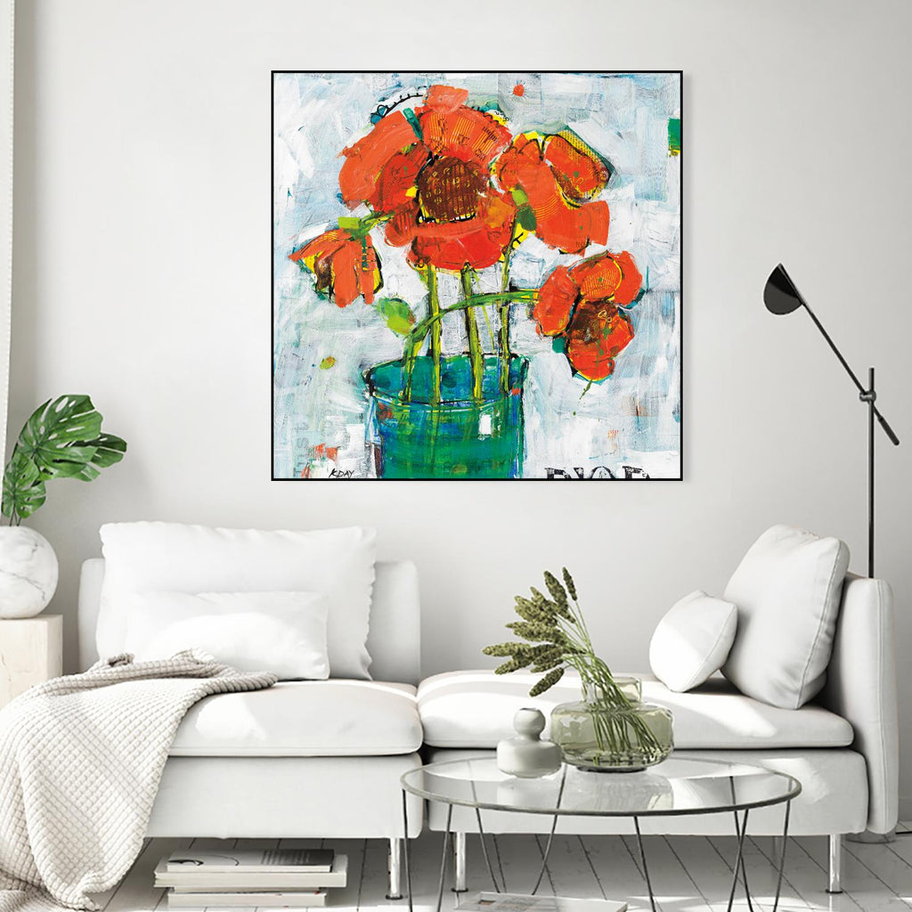 POP Original by Kellie Day on GIANT ART - turquoise floral