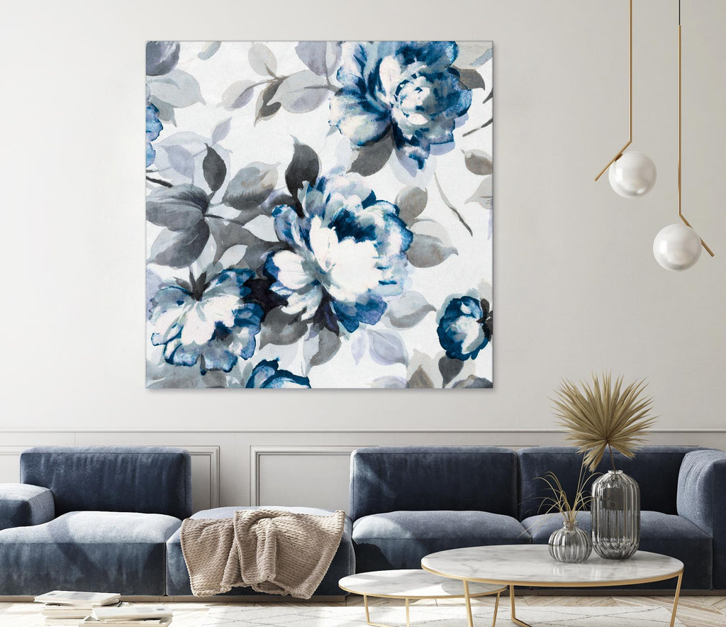 Scent of Roses Indigo II by Portfolio on GIANT ART - grey floral