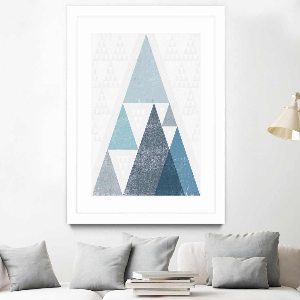 Mod Triangles III Blue by Michael Mullan on GIANT ART - white contemporary