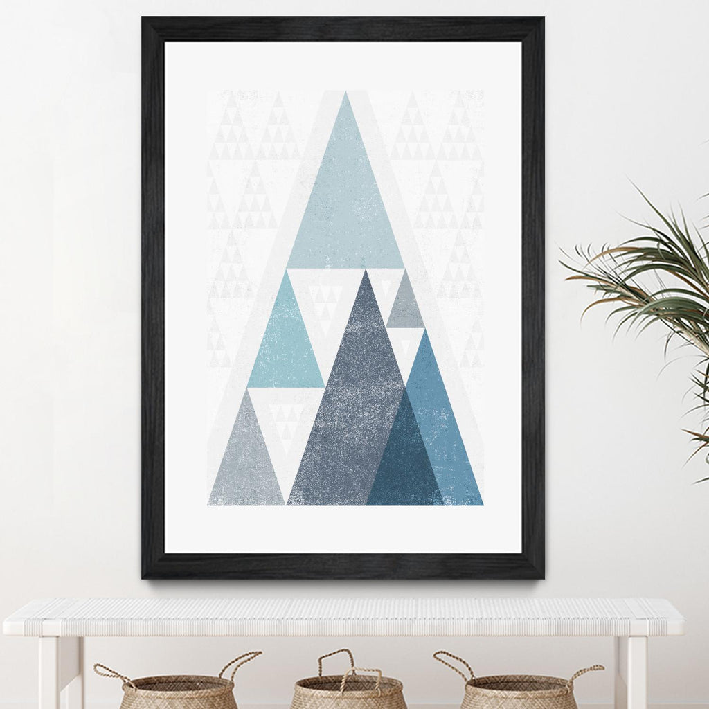Mod Triangles III Blue by Michael Mullan on GIANT ART - white contemporary