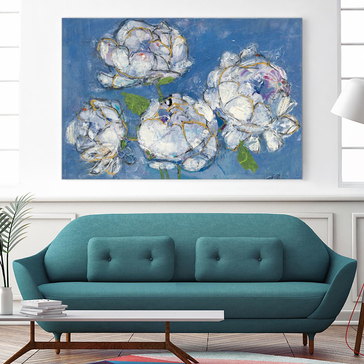 Vase of Peonies Crop by Kellie Day on GIANT ART - white floral