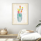 Otomi Rabbits Pastel by Melissa Averinos on GIANT ART - beige botany