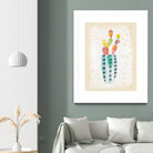 Otomi Rabbits Pastel by Melissa Averinos on GIANT ART - beige botany