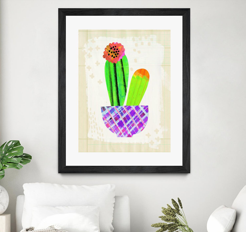 Collage Cactus I on Graph Paper by Melissa Averinos on GIANT ART - beige botany