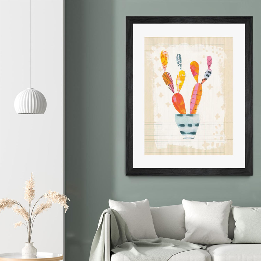 Collage Cactus II on Graph Paper by Melissa Averinos on GIANT ART - beige botany