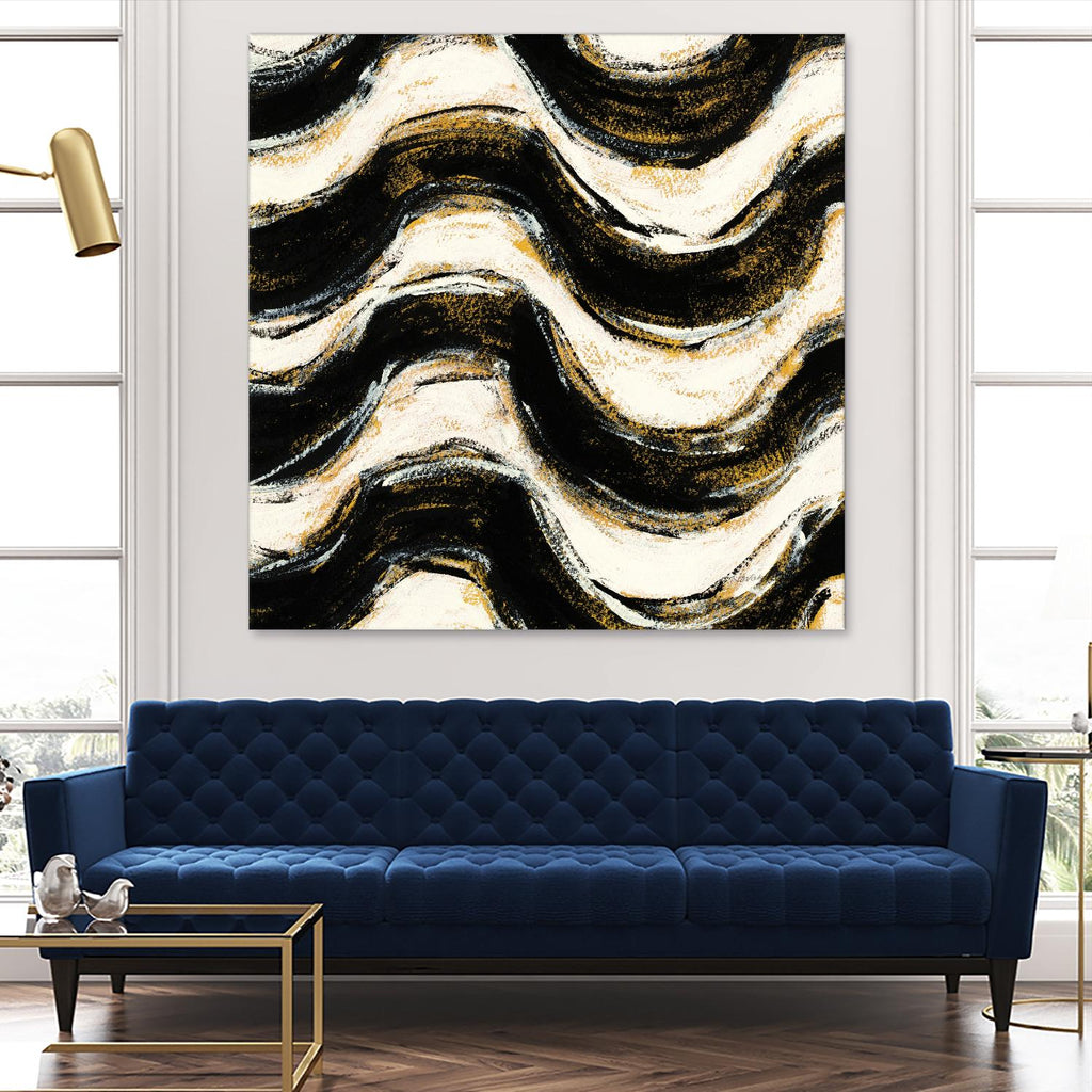 Black and Gold Geometric V Crop by Shirley Novak on GIANT ART - beige abstract