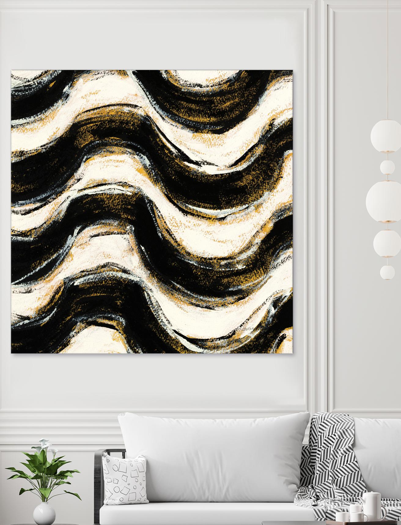 Black and Gold Geometric V Crop by Shirley Novak on GIANT ART - beige abstract