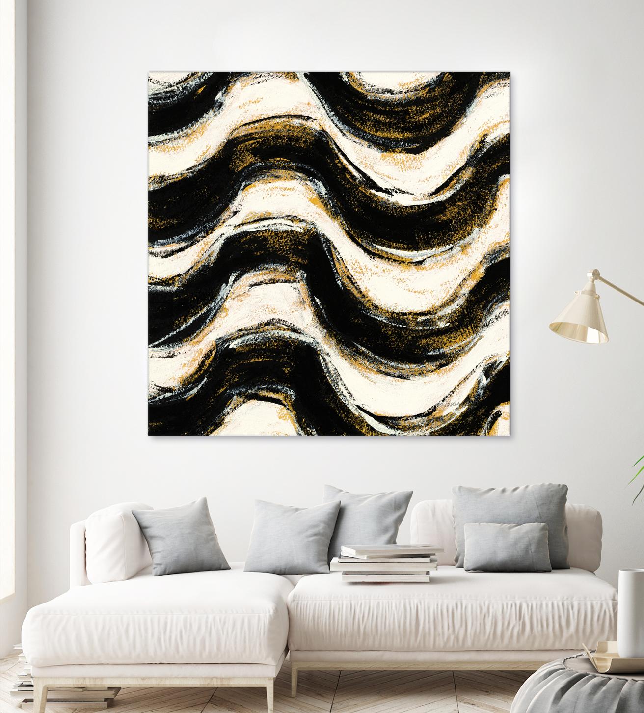 Black and Gold Geometric V Crop by Shirley Novak on GIANT ART - beige abstract