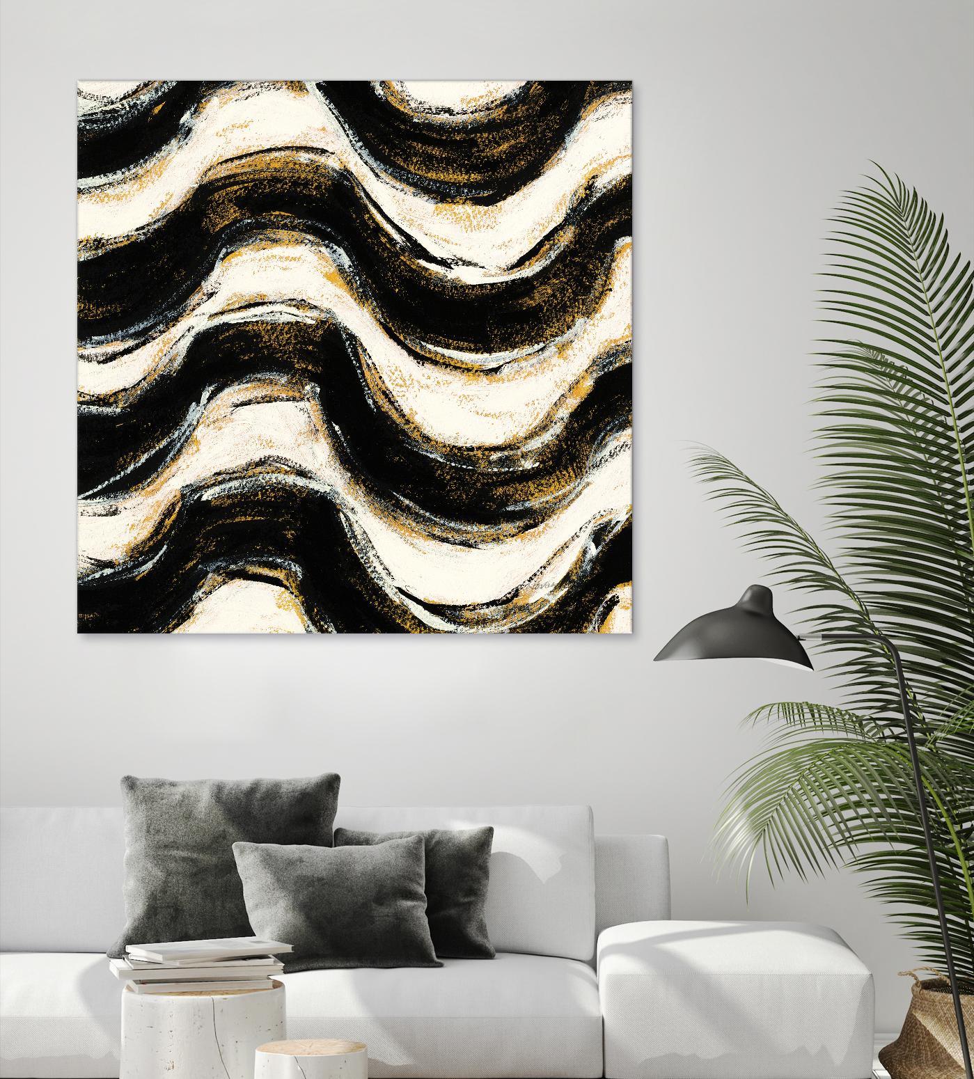 Black and Gold Geometric V Crop by Shirley Novak on GIANT ART - beige abstract