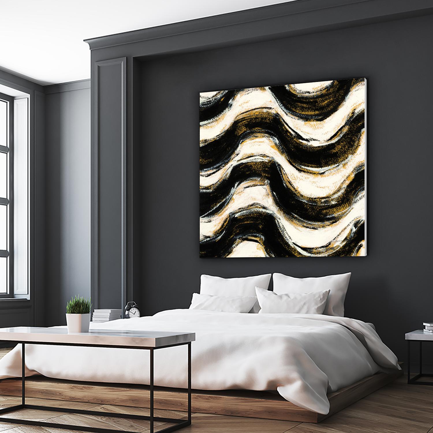 Black and Gold Geometric V Crop by Shirley Novak on GIANT ART - beige abstract