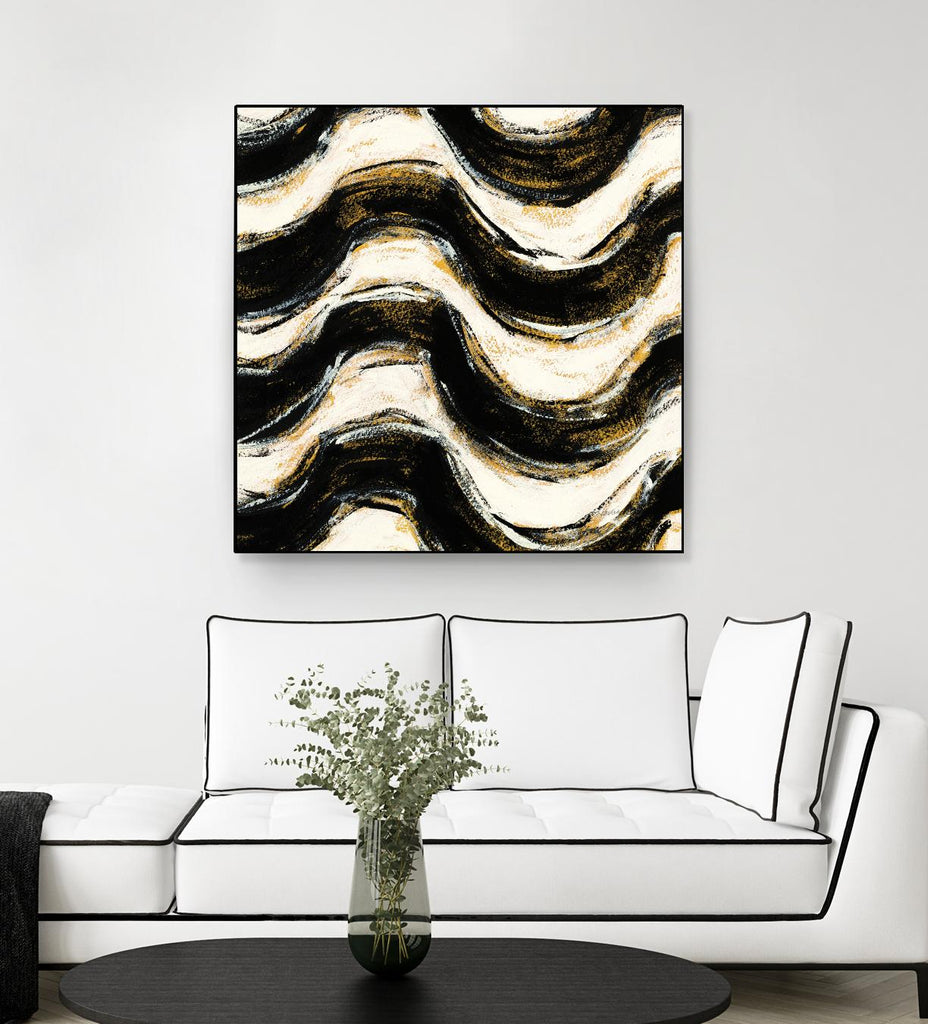 Crop V géométrique noir et or de Shirley Novak sur GIANT ART - abstrait beige
