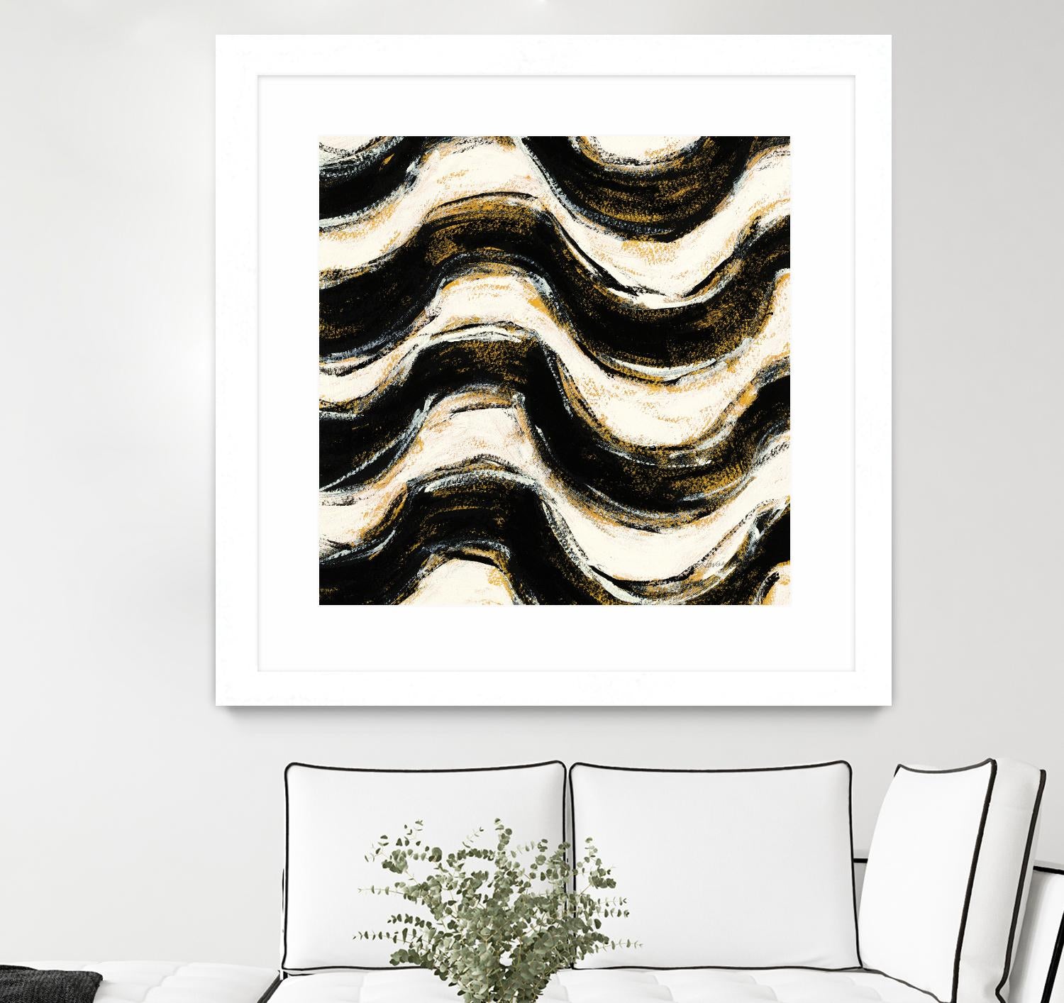 Black and Gold Geometric V Crop by Shirley Novak on GIANT ART - beige abstract