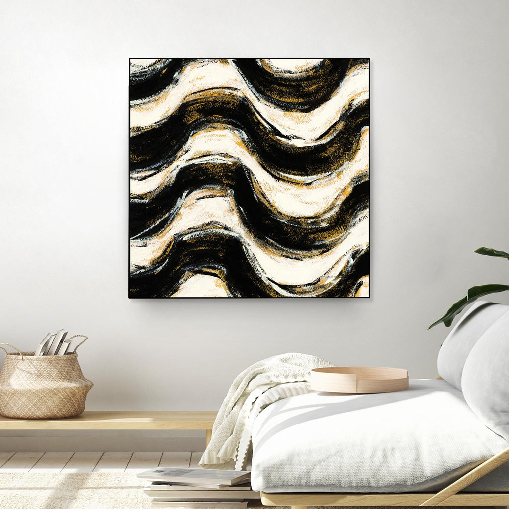 Crop V géométrique noir et or de Shirley Novak sur GIANT ART - abstrait beige