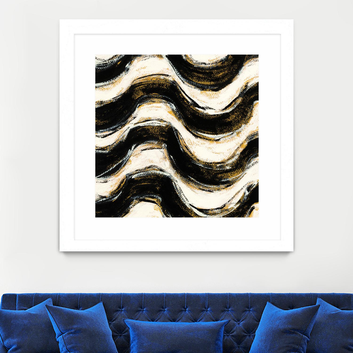 Black and Gold Geometric V Crop by Shirley Novak on GIANT ART - beige abstract