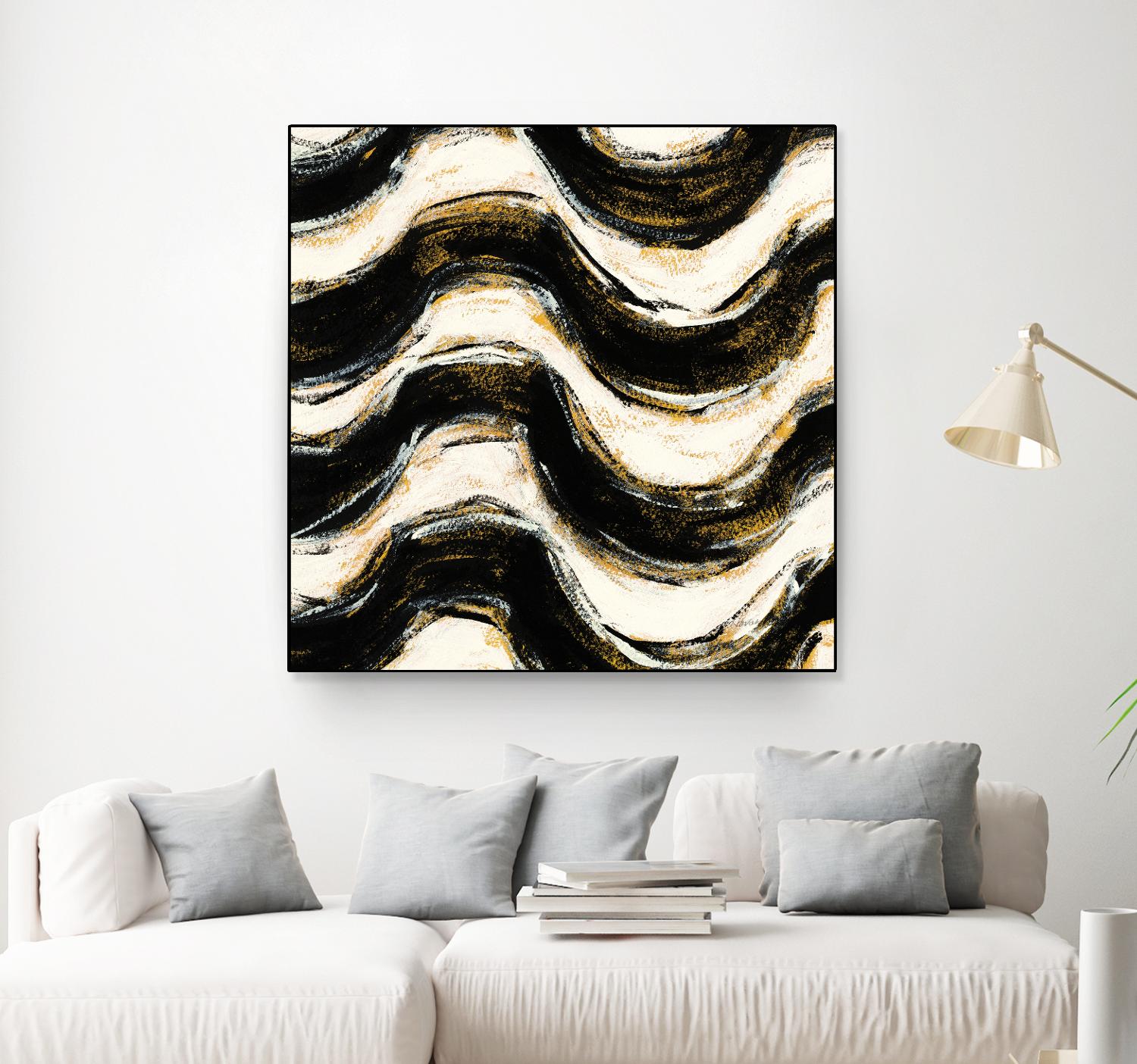 Black and Gold Geometric V Crop by Shirley Novak on GIANT ART - beige abstract
