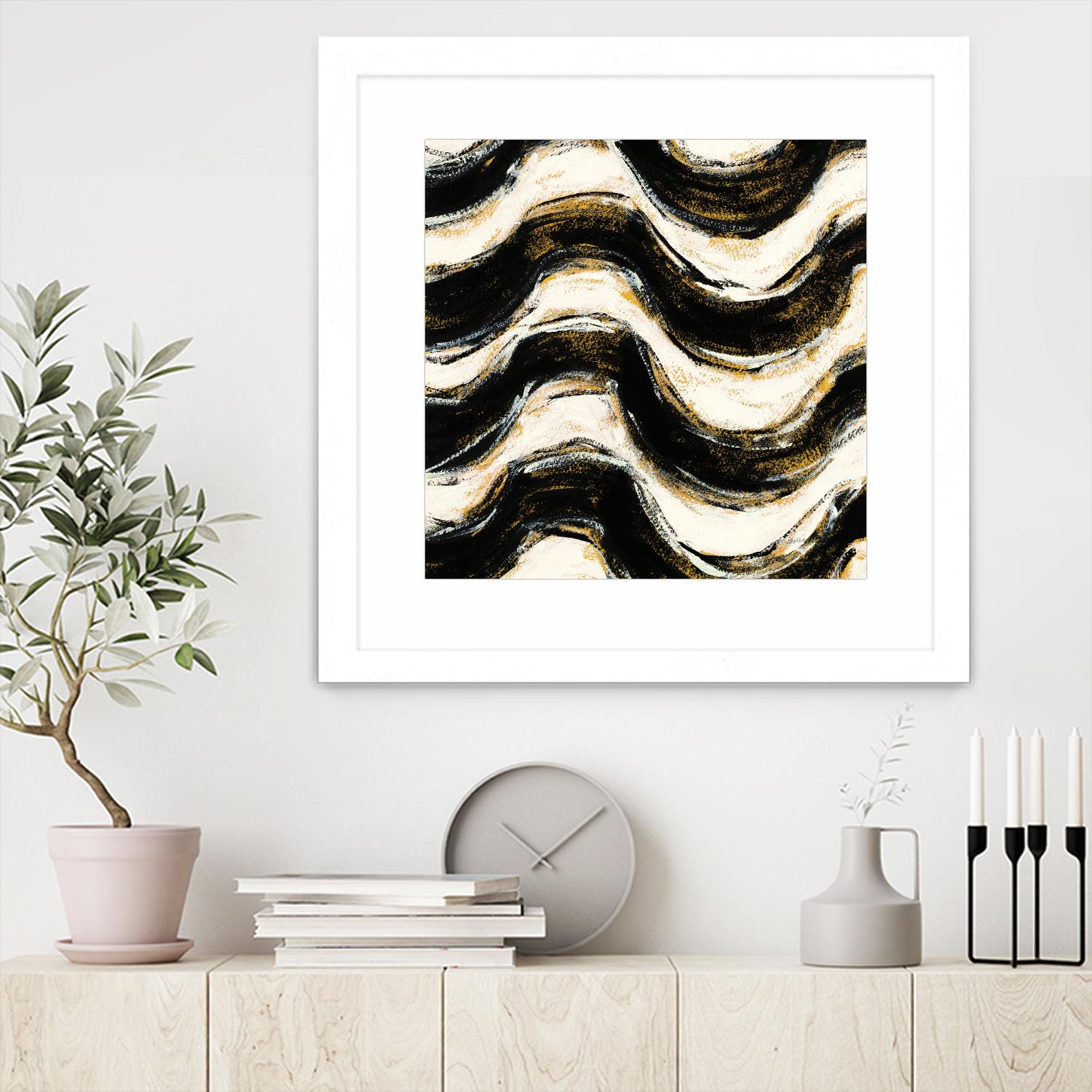 Black and Gold Geometric V Crop by Shirley Novak on GIANT ART - beige abstract