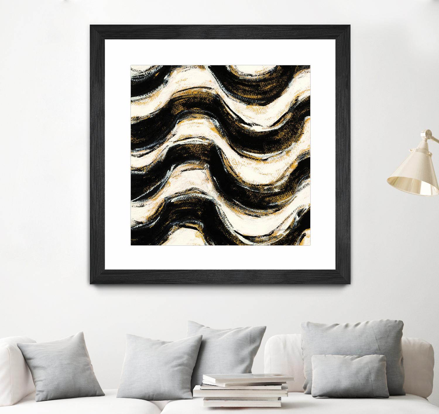 Black and Gold Geometric V Crop by Shirley Novak on GIANT ART - beige abstract