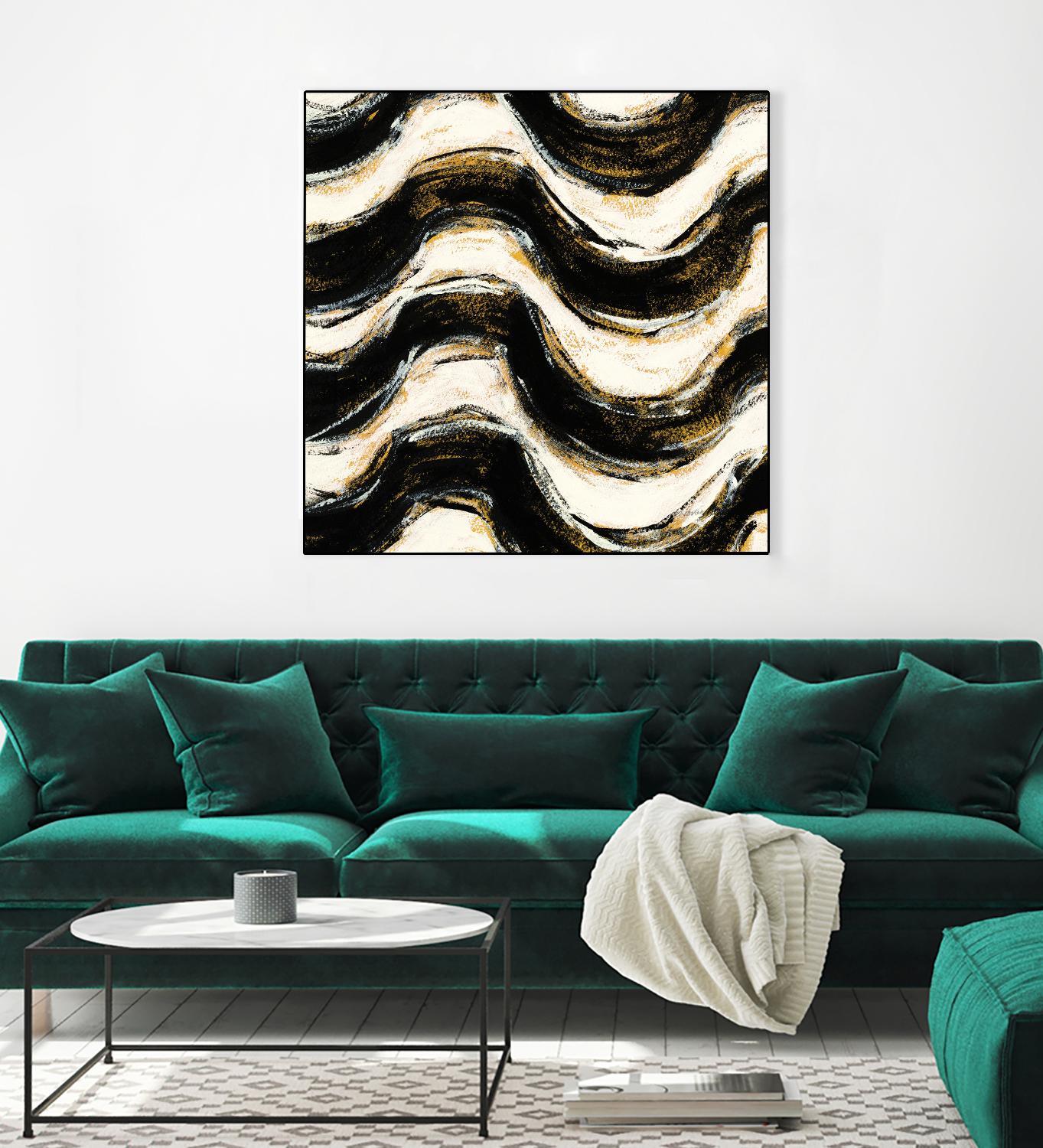Black and Gold Geometric V Crop by Shirley Novak on GIANT ART - beige abstract