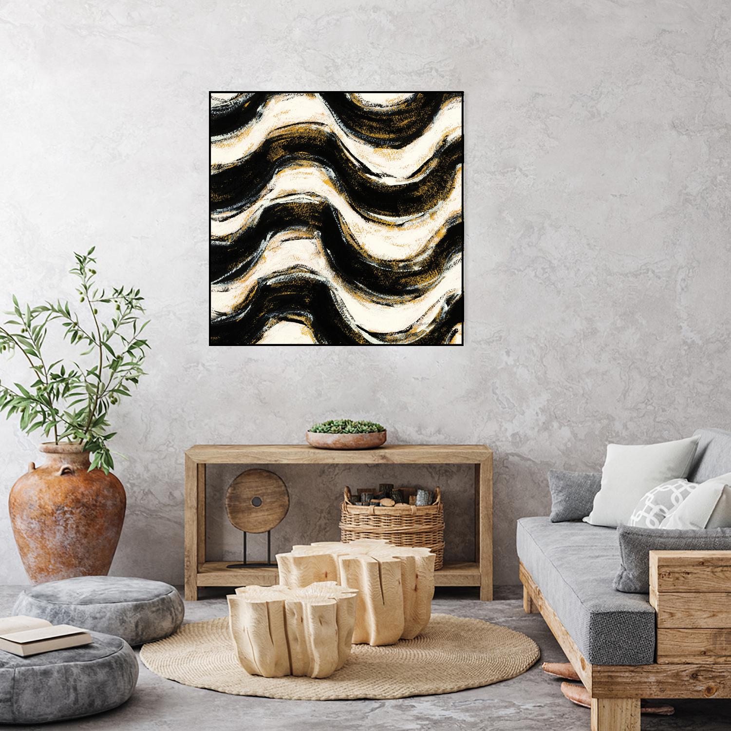 Black and Gold Geometric V Crop by Shirley Novak on GIANT ART - beige abstract