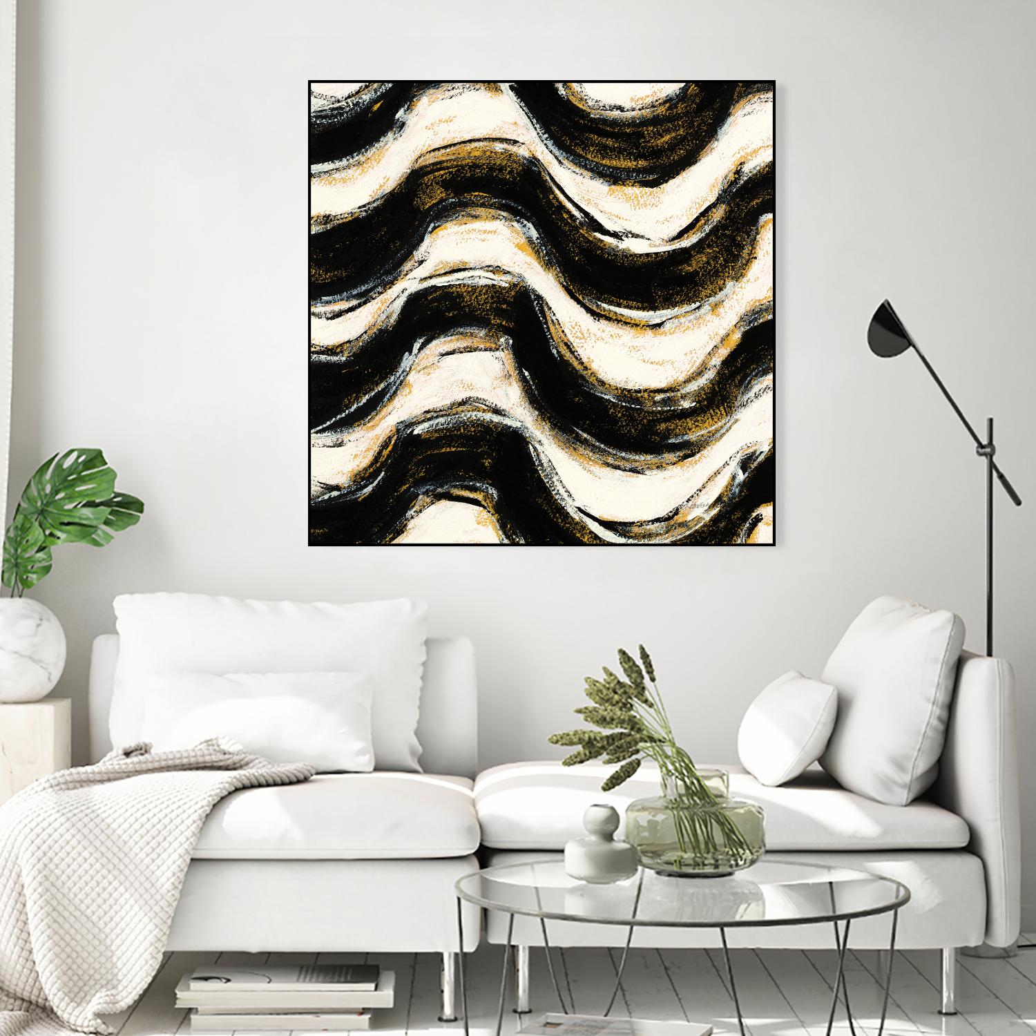 Black and Gold Geometric V Crop by Shirley Novak on GIANT ART - beige abstract
