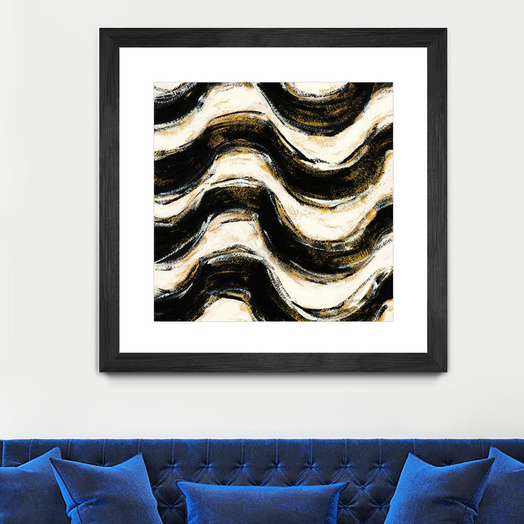 Black and Gold Geometric V Crop by Shirley Novak on GIANT ART - beige abstract