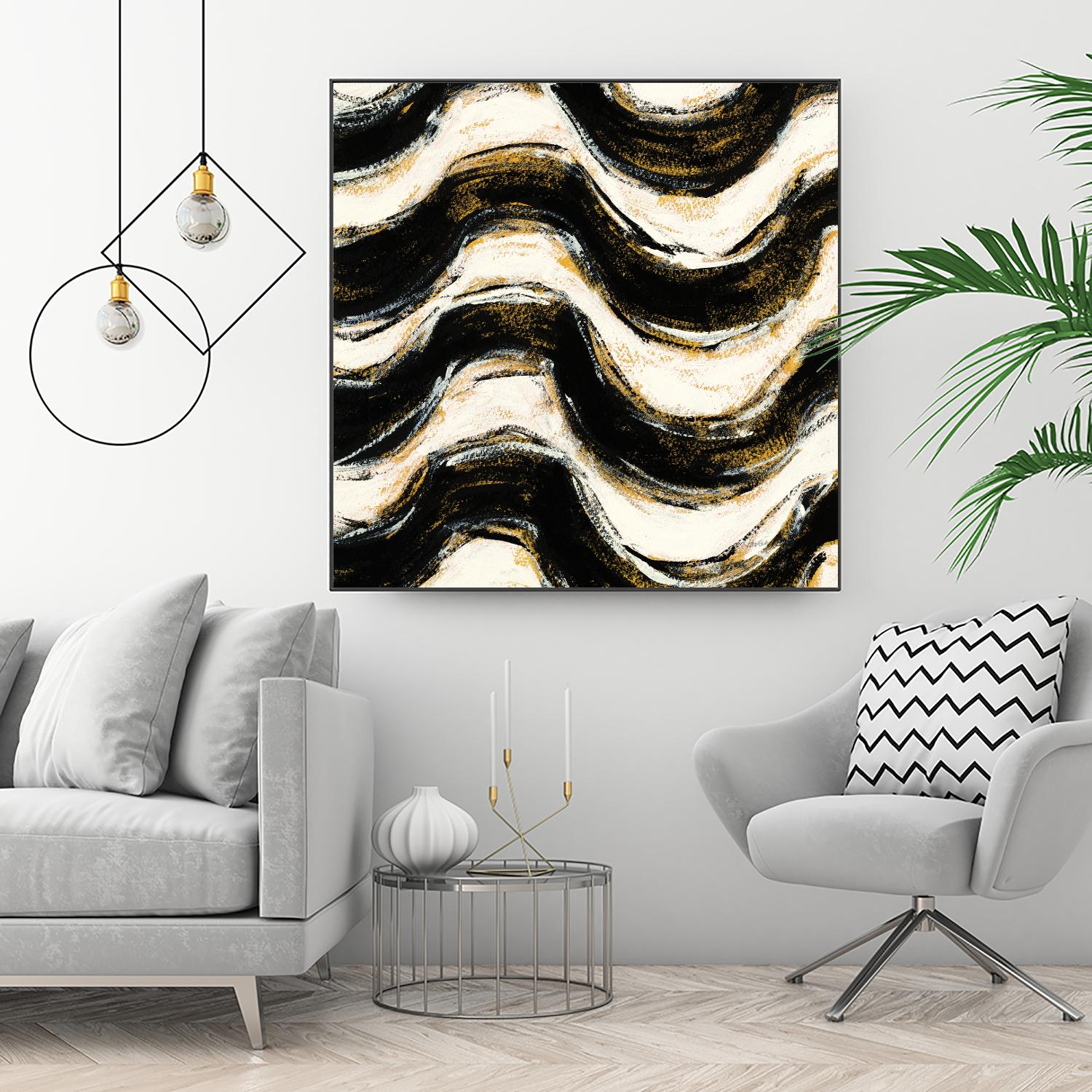 Black and Gold Geometric V Crop by Shirley Novak on GIANT ART - beige abstract