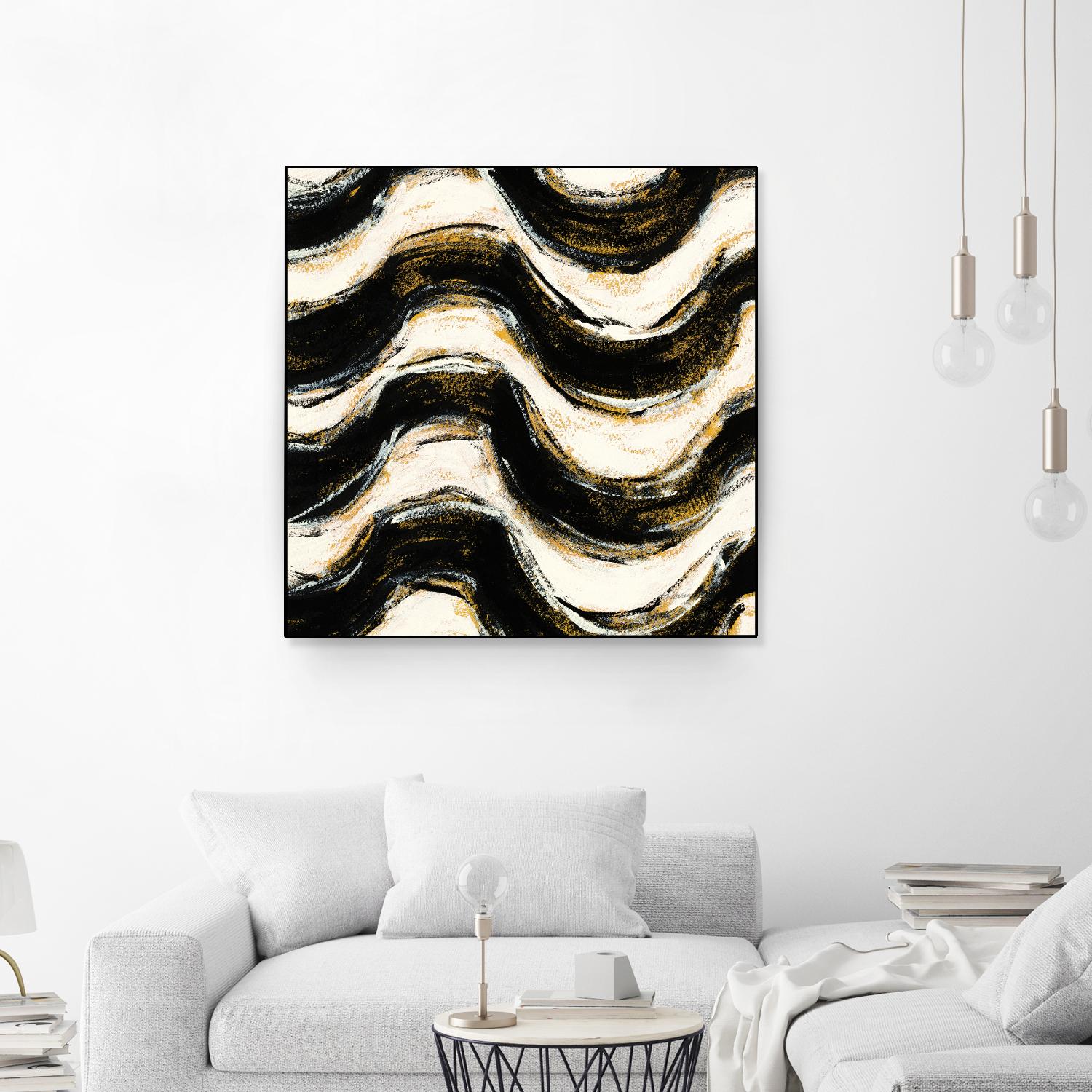 Black and Gold Geometric V Crop by Shirley Novak on GIANT ART - beige abstract