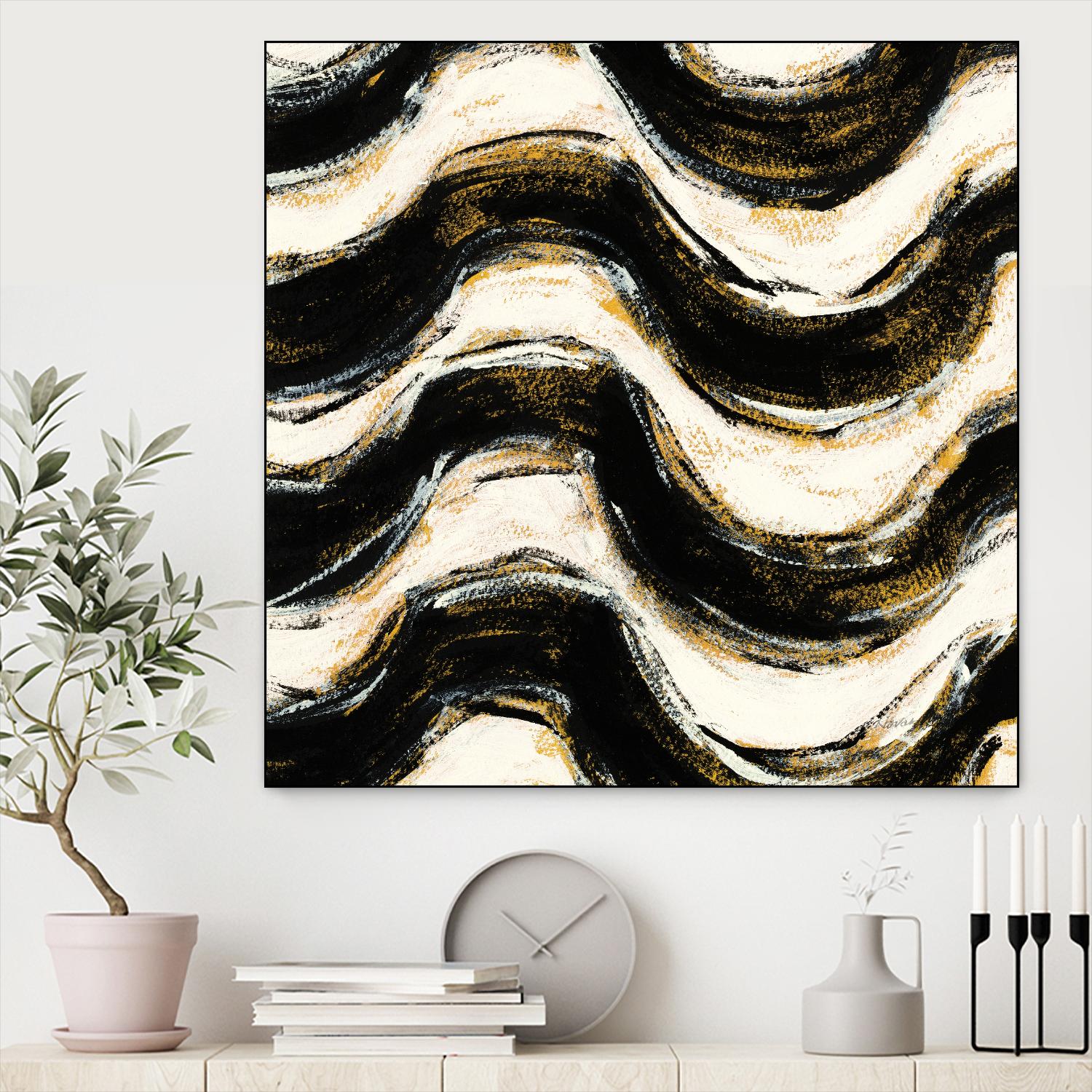 Black and Gold Geometric V Crop by Shirley Novak on GIANT ART - beige abstract