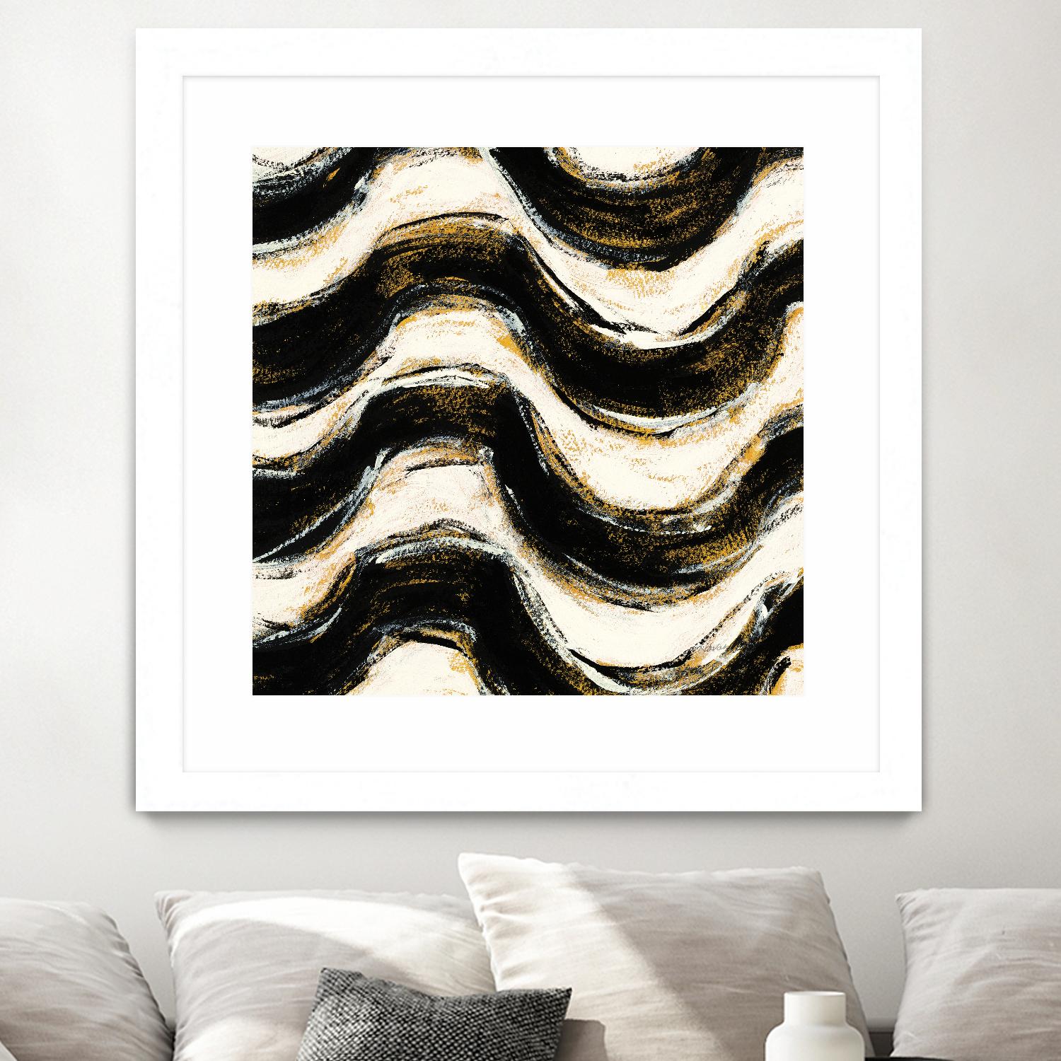 Black and Gold Geometric V Crop by Shirley Novak on GIANT ART - beige abstract