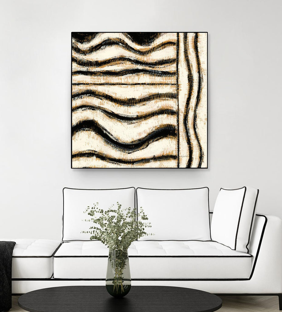 Black and Gold Geometric VI by Shirley Novak on GIANT ART - beige abstract