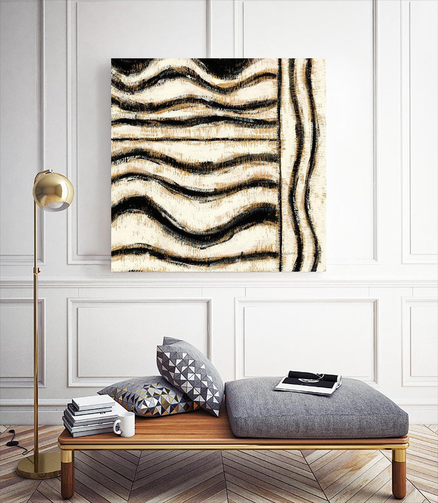 Black and Gold Geometric VI by Shirley Novak on GIANT ART - beige abstract
