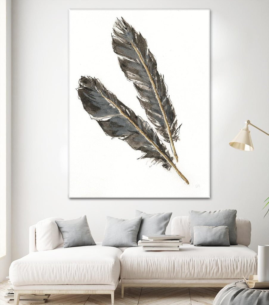 Gold Feathers III on White by Chris Paschke on GIANT ART - gold contemporary