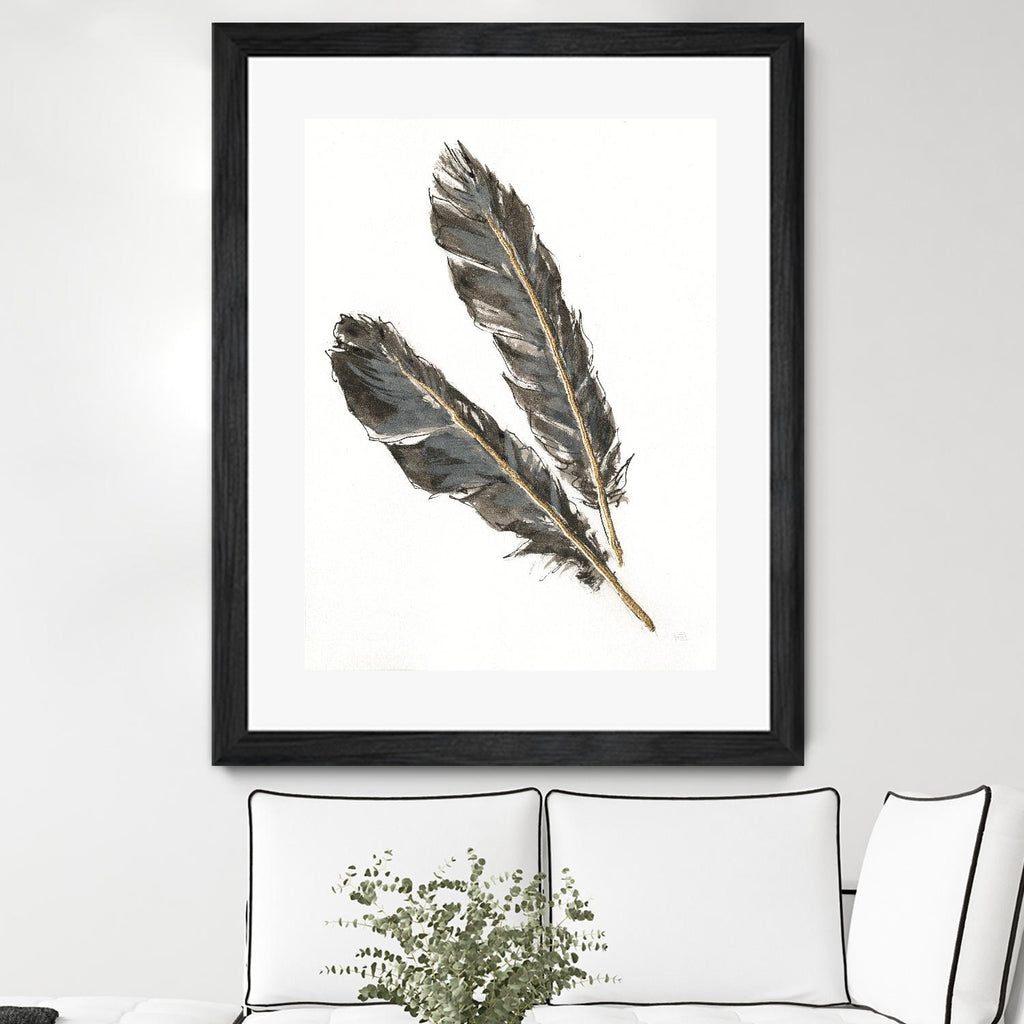 Gold Feathers III on White by Chris Paschke on GIANT ART - gold contemporary