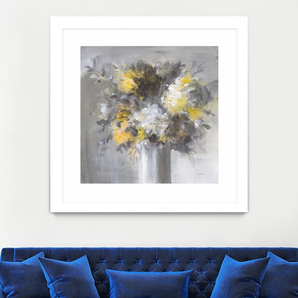 Weekend Bouquet Yellow Gray by Danhui Nai on GIANT ART - farmhouse brown