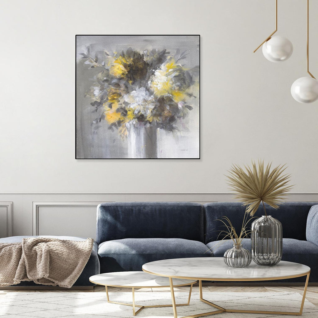 Weekend Bouquet Yellow Gray by Danhui Nai on GIANT ART - farmhouse brown