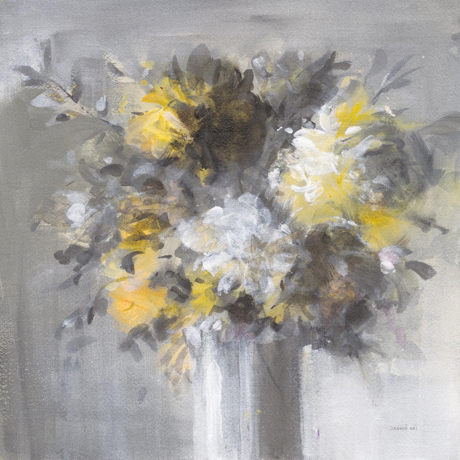 Weekend Bouquet Yellow Gray par Danhui Nai sur GIANT ART - farmhouse brown