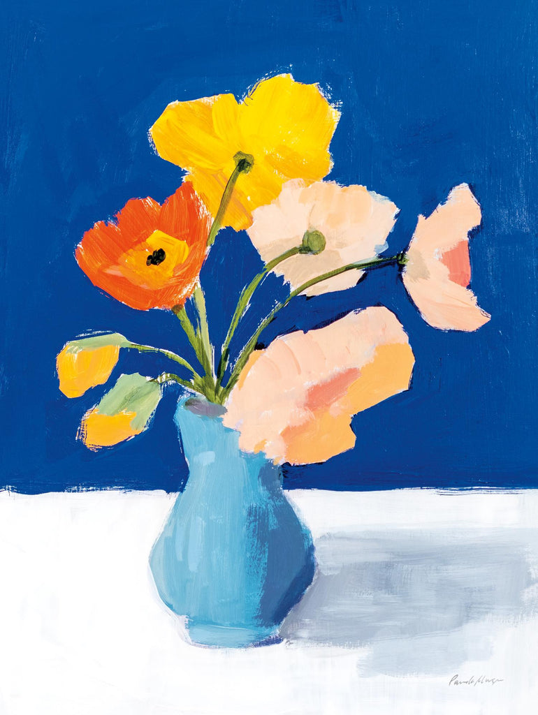 Poppies on Blue par Pamela Munger sur GIANT ART - fleurs bleues